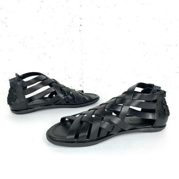 A7EIJE New York Womens Flint Woven Sandals Gladiator Open Toe Black Size 7 - Picture 1 of 14